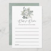 ウォーターカラーシルバーセージブライダルシャワー アドバイスカード (正面/裏面)