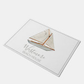 ウォーターカラーシルボートビーチハウス ドアマット (アングル)