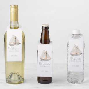 ウォーターカラーシルボートビーチハウス ボトルネックタグ