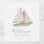 ウォーターカラーシルボートビーチハウス ワインラベル (シングルラベル)