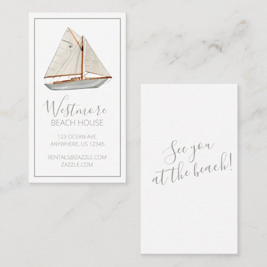 ウォーターカラーシルボートビーチハウス 名刺 (正面/裏面)