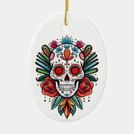 ウォーターカラーシンコデマヨシュガーカラフルスカル セラミックオーナメント