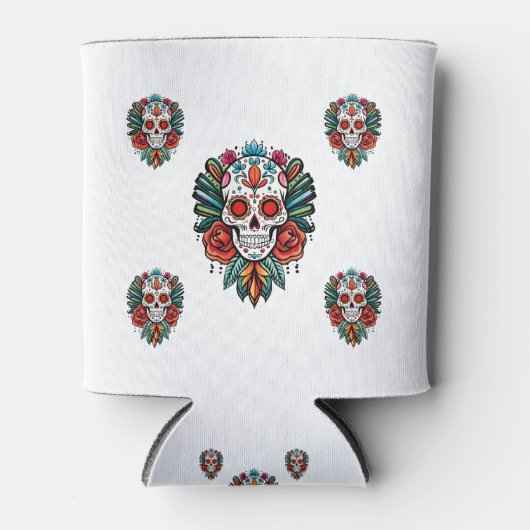 ウォーターカラーシンコデマヨシュガーカラフルスカル 缶クーラー (正面)