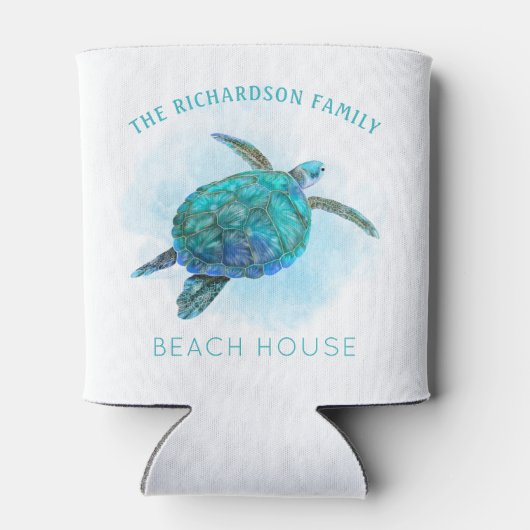 ウォーターカラーシーカメ海ビーチハウス 缶クーラー (裏面)