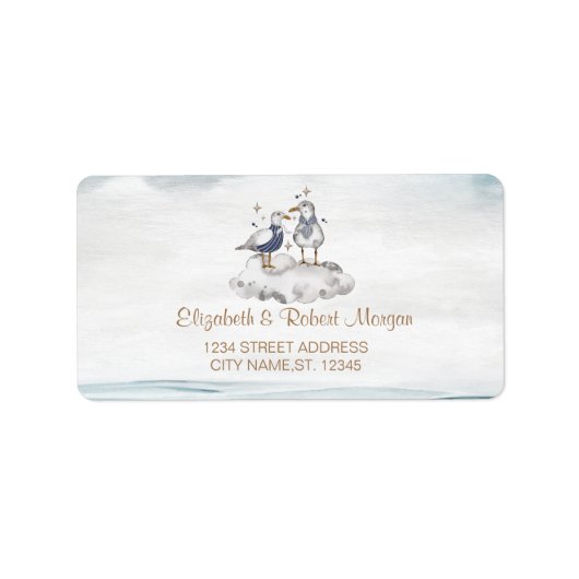 ウォーターカラーシーグルスビーチ結婚式 ラベル (正面)