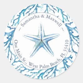 ウォーターカラーシーコーラルスターフィッシュ差出人住所 ラウンドシール