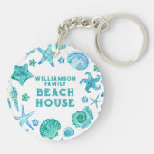 ウォーターカラーシーシェルアンドスターフィッシュビーチハウス キーホルダー (裏面)
