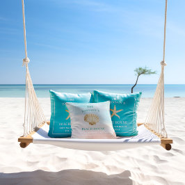 ウォーターカラーシーシェルカスタムビーチモノグラムHOUSE クッション