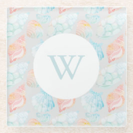 ウォーターカラーシーシェルコースター ガラスコースター