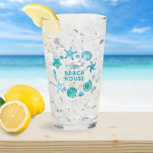ウォーターカラーシーシェルズアンドスターフィッシュビーチハウス タンブラーグラス