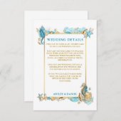 ウォーターカラーシーシェルズコーラルブルー結婚ズ詳細 エンクロージャーカード (正面/裏面)