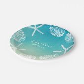 ウォーターカラーシーシェルズサマービーチ結婚式 ペーパープレート (アングル)