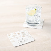 ウォーターカラーシーシェルズパール航海のビーチ結婚式 スクエアペーパーコースター (インサイチュ)