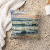 ウォーターカラーシースケープアットサンライズ クッション (ブランケット)