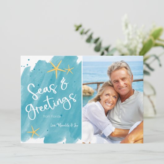 ウォーターカラーシーズ&グリーティングビーチホリデーカード (スタンド正面)