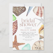 ウォーターカラーシーセルビーチブライダルシャワー 招待状 (正面)