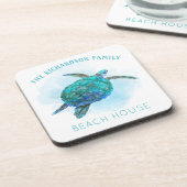 ウォーターカラーシータートルファミリービーチハウス コースター (左側)