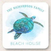 ウォーターカラーシータートルファミリービーチハウス コースター (正面)