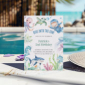 ウォーターカラーシーライフ子供の誕生日 招待状