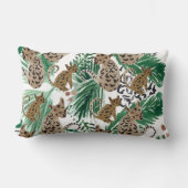 ウォーターカラージャガーイラストレーションアニマルプリント ランバークッション (正面)