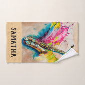 ウォーターカラージャジーサクソフォン バスタオルセット (ハンドタオル)