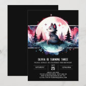 ウォーターカラージャングルウルフ誕生日 招待状 (正面/裏面)