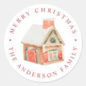 ウォーターカラージンガーブレッドハウス ラウンドシール (正面)