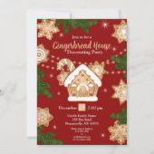 ウォーターカラージンガーブレッド飾ハウスのパーティー 招待状 (正面)