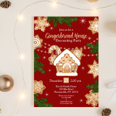 ウォーターカラージンガーブレッド飾ハウスのパーティー 招待状