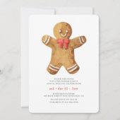 ウォーターカラージンジャーブレッドマンホリデーディナー 招待状 (正面)