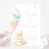 ウォーターカラースイーツガールツースウィート誕生日 招待状