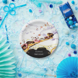 ウォーターカラースイートドーナツ誕生日 ペーパープレート