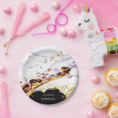 ウォーターカラースイートドーナツ誕生日 ペーパープレート (パーティー)