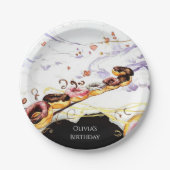 ウォーターカラースイートドーナツ誕生日 ペーパープレート (正面)