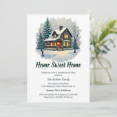 ウォーターカラースイートホームウィンター引っ越し祝いパーティーパーティー 招待状 (スタンド正面)
