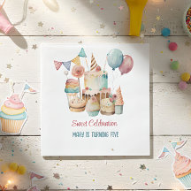 ウォーターカラースウィートお祝い子供の誕生日