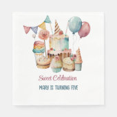 ウォーターカラースウィートお祝い子供の誕生日 スタンダードランチョンナプキン (正面)