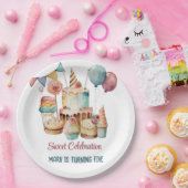 ウォーターカラースウィートお祝い子供の誕生日 ペーパープレート (パーティー)
