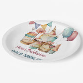 ウォーターカラースウィートお祝い子供の誕生日 ペーパープレート (アングル)