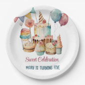 ウォーターカラースウィートお祝い子供の誕生日 ペーパープレート (正面)