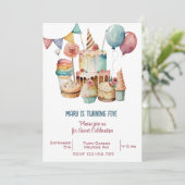 ウォーターカラースウィートお祝い子供の誕生日 招待状 (スタンド正面)