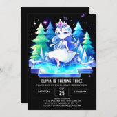 ウォーターカラースウィートプリンセス誕生日 招待状 (正面/裏面)