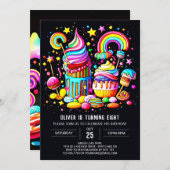 ウォーターカラースウィート誕生日 招待状 (正面/裏面)