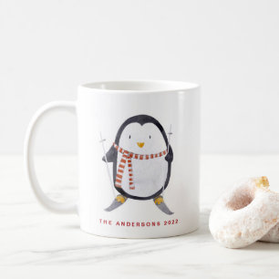 ウォーターカラースキーペンギンホリパーソナライズされたデー コーヒーマグカップ