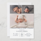 ウォーターカラースクリプトトライアングルガーランドコラージュ誕生A 案内状 (裏面)