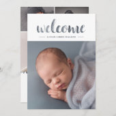 ウォーターカラースクリプトトライアングルガーランドコラージュ誕生A 案内状 (正面/裏面)