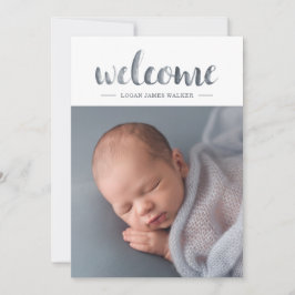 ウォーターカラースクリプトトライアングルガーランドコラージュ誕生A 案内状