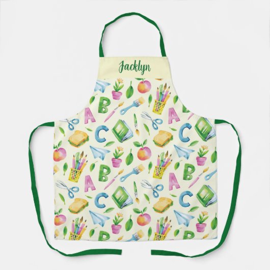 ウォーターカラースクールアート先生デザイン エプロン (正面)