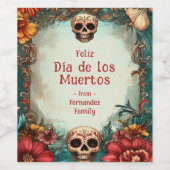 💀🎉ウォーターカラースタイルディーアデムエルトスパーティー ワインラベル (シングルラベル)