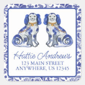 ウォーターカラースタッフォードシャードッグ 返送先住所ラベル スクエアシール (正面)